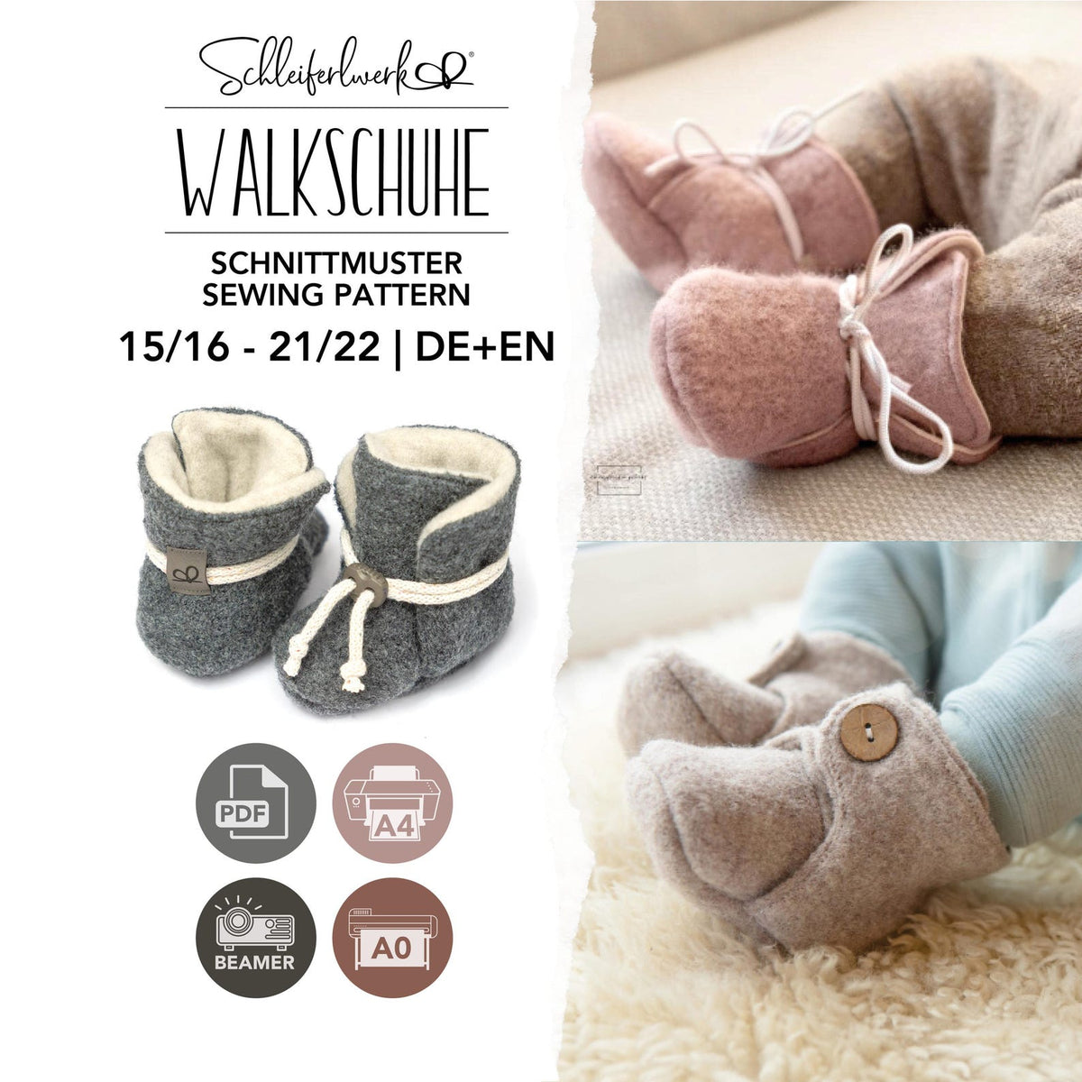 Wool Baby Shoes Sewing Pattern